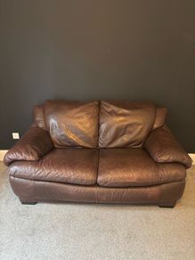 Genuine Natuzzi Brown Leather 2-Seater Sofa
