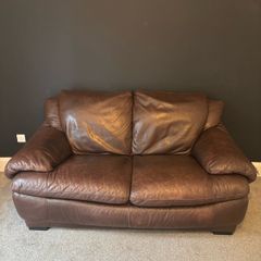 Genuine Natuzzi Brown Leather 2-Seater Sofa