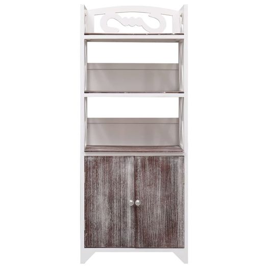 Bathroom Cabinet White and Brown 46x24x116 cm Paulownia Wood