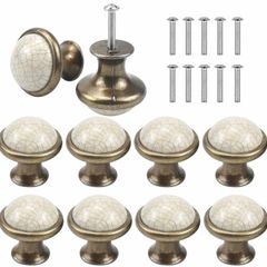 10PCS Vintage Cabinet Knobs, 33MM Ceramic Knobs, Vintage Shabby Chic Round Drawer Knobs, Kitchen Cabinet Cupboard Drawer Door Knobs Pull Handles for Chest of Drawers Kitchen Cabinet Cupboards