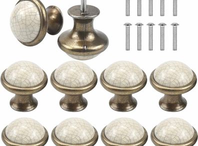 10PCS Vintage Cabinet Knobs, 33MM Ceramic Knobs, Vintage Shabby Chic Round Drawer Knobs, Kitchen Cabinet Cupboard Drawer Door Knobs Pull Handles for Chest of Drawers Kitchen Cabinet Cupboards