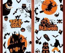 Halloween Window Stickers, 98pcs Halloween Window Clings Monster Ghost Pumpkin Stickers, Double Sided Halloween Window Decals for Kids Party Supplies