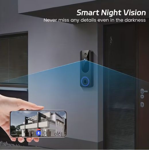 Smart Video Doorbell Dual Camera, 1296P Wireless Indoor/Outdoor Surveillance Cam, Live View, Included Doorbell Receiver, AI Human Detection, 2-Way Audio, Night Vision, 2.4G Wifi, Cloud Storage