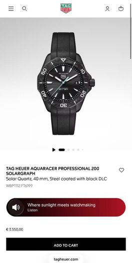 Tag Heuer Aquaracer Solargraph watch
