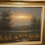 Vintage Oil on Canvas Landscape Ducks in Flight - Signed and Framed Image 3