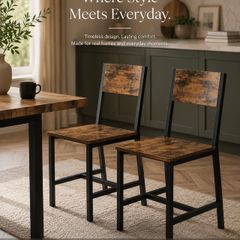 Set of 2 Dining Chairs Set of 2 brown  retro style industrial