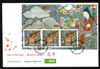 2010 Ireland Chinese New Year Year of the Tiger Commemorative Stamps Miniature Sheet An Post First Day Cover (FDC)