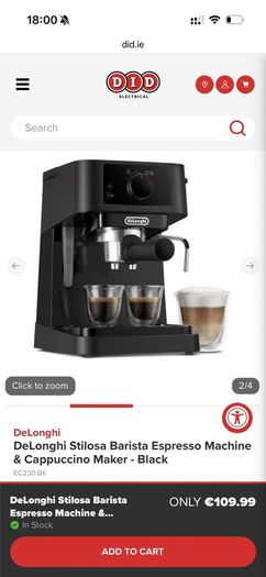 DeLonghi Espresso Cappuccino Coffee Machine with Milk Frother