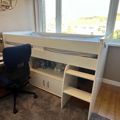raised single bed with storage