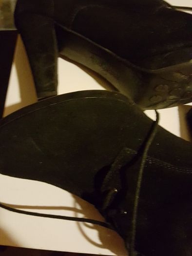 As new black suade ankle boots