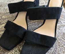 Strappy black high heels