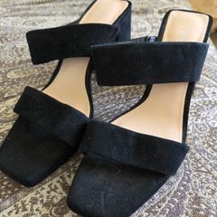 Strappy black high heels