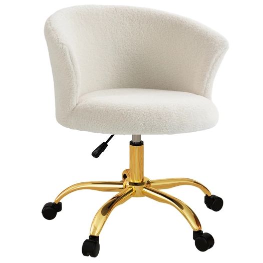 Office chair ergonomic height-adjustable swivel comfortable seat steel base white