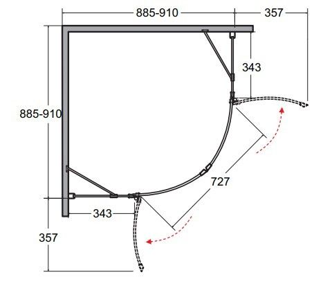 BESCO Chrome Quadrant Shower Enclosure 90x90x195cm