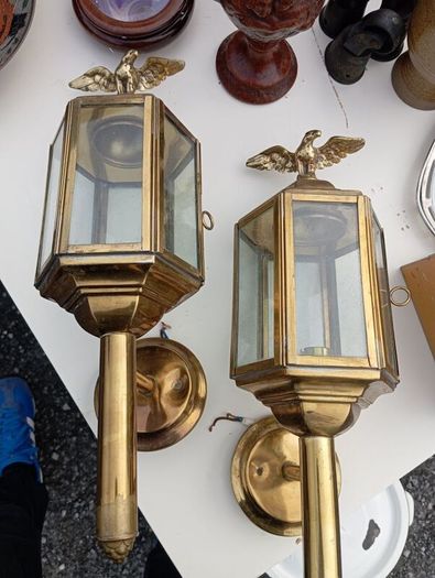 Brass pair of Eagle Carriage lights