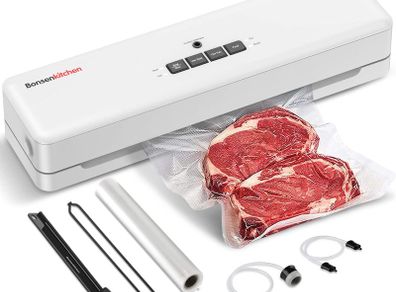 Vacuum Food Sealer, Automatic Food Sealer Machine for Dry and Moist Food Fresh Preservation, 2-in-1 Functions with Vacuum and Seal, with Vacuum Roll Bags and Cutter