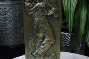 Art Deco Bronze Vase Oscar Antonsson Ystad Sweden Fiddler and Woman Relief 1930s to 1940s