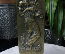 Art Deco Bronze Vase Oscar Antonsson Ystad Sweden Fiddler and Woman Relief 1930s to 1940s