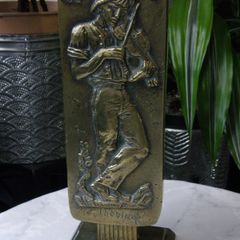 Art Deco Bronze Vase Oscar Antonsson Ystad Sweden Fiddler and Woman Relief 1930s to 1940s