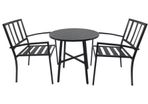 Metal Frame Slatted Outdoor Garden Bistro Set Black