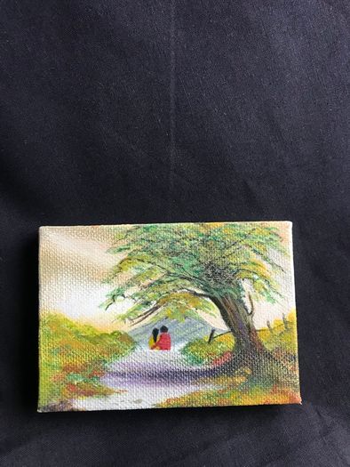 Miniature - Acrylic on Canvas - Evening Stroll