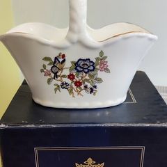 Vintage 1990s Royal Tara Cornflower Blue Harmony Butterfly Basket