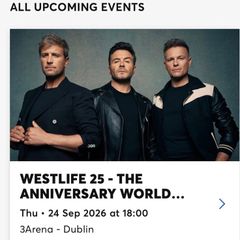 2 Westlife VIP tickets