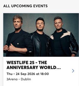 2 Westlife VIP tickets
