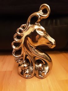 Ceramic Chrome Finish Horse Head ...  Ideal as Table Centre Piece/Mantle/Bed Side Locker .. Price Drop