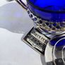 Vintage 1980s Art Deco Chrome & Cobalt Blue Glass Jam Jar Image 4