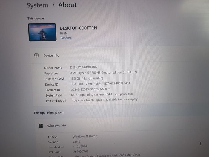 Lenovo 16" Creator Edition | Ryzen 5 6600HS (High Perf) | 16GB RAM