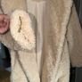 Zara Faux Fur Shearling Coat Ecru/Beige Size L Image 5