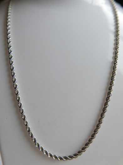 Vintage 14K White Gold Twisted Rope Chain Necklace length 22" - 4,9g
