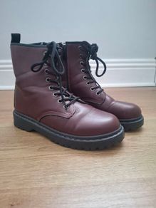 Womens Boots Maroon Doc Style