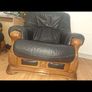 set of 2 solid oak italian leather armchairs Image 3
