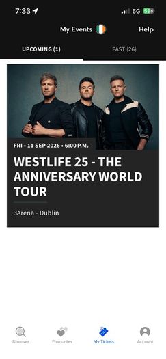 1x Westlife Standing Ticket