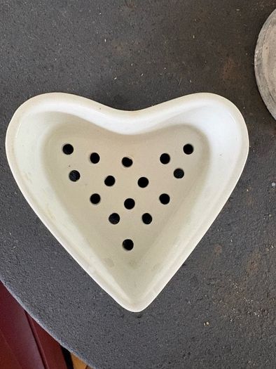 Antique French Heart shaped cheese mould and strainer COEUR A LA CREME