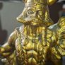 Large Vintage Toy Large Viking Warrior Statue, with a Horned Helmet, a round Shield, and a Spear Image 5