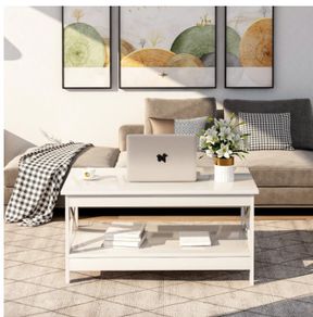 BRAND NEW Coffee Table Living Room Modern X Design Wood End Table with Storage Rack