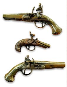 Mid century brass pistols set of 3