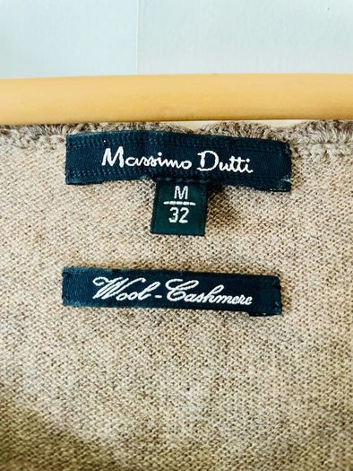 Massimo Dutti Wool and Cashmere Knit Dress Beige Belted Dress Size M