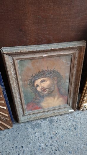 Antique holy statue and pictures