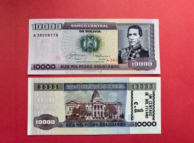 Bolivia  10,000 Pesos 1984  Pick 195  OVERPRINT. ( uncirculated)