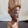 African Burl Wood Head Hand Carved Woman Bust Zambia Style 28cm Image 2