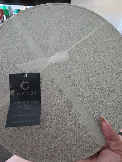 silver glitter placemats