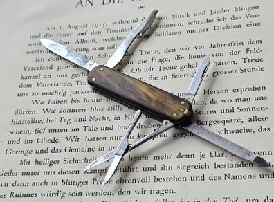 Vintage 1950s Victoria Victorinox Buffalo Horn Executive 74mm Swiss Army Knife Discontinued Collectable