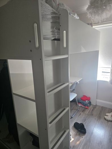 Bunk bed with wardrobe and desk