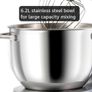 6.2L Food Mixer 1400W Tilt-Head Electric Kitchen Mixer with Dough Hook, Wire Whip & Beater 6.2L, Shinny Silver Image 4