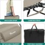 Reclining Sun Lounger Set of 2, Folding Sun Bed 4 Position Adjustable, 190x60x31 cm Sunloungers with Removable Headrest & Side Pocket Load capacity 300lbs for Garden, Beach, Camping, Khaki Image 5