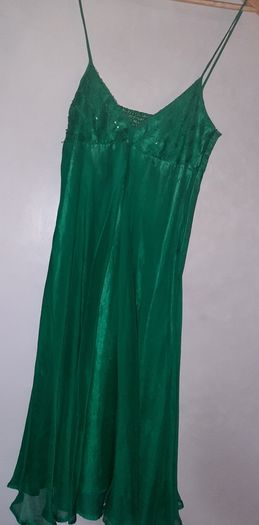 Green 100% silk baby-doll dress size 10
